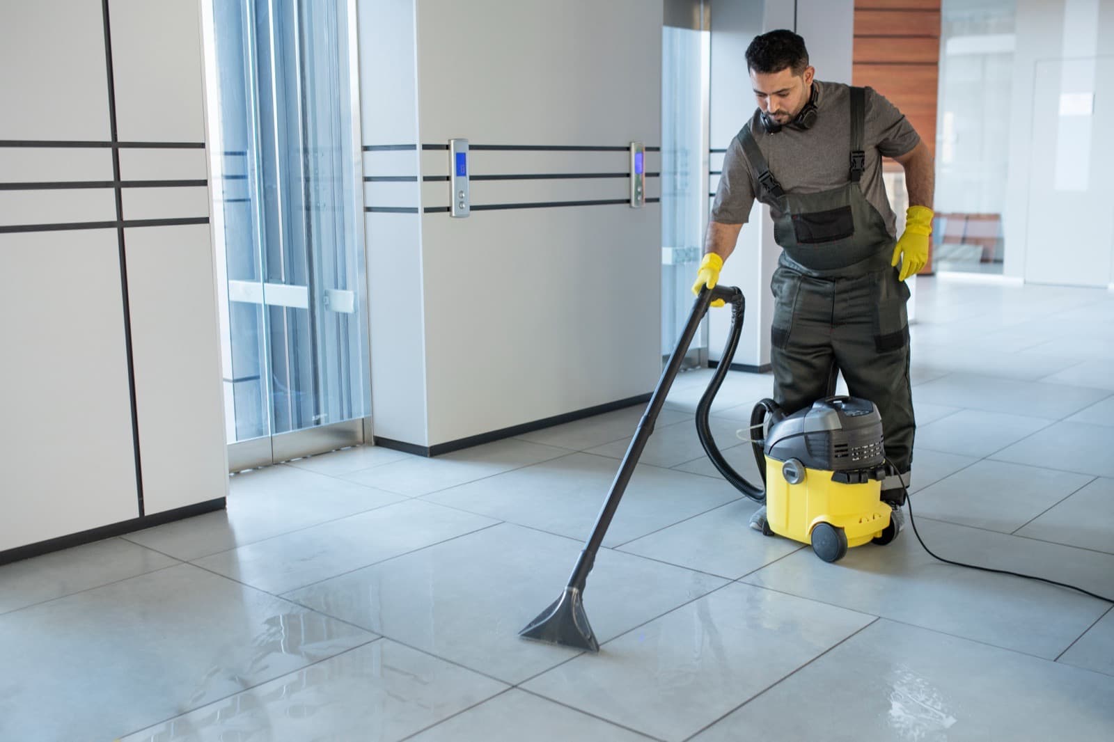 Floor Scrubbing, Strip & Seal — before